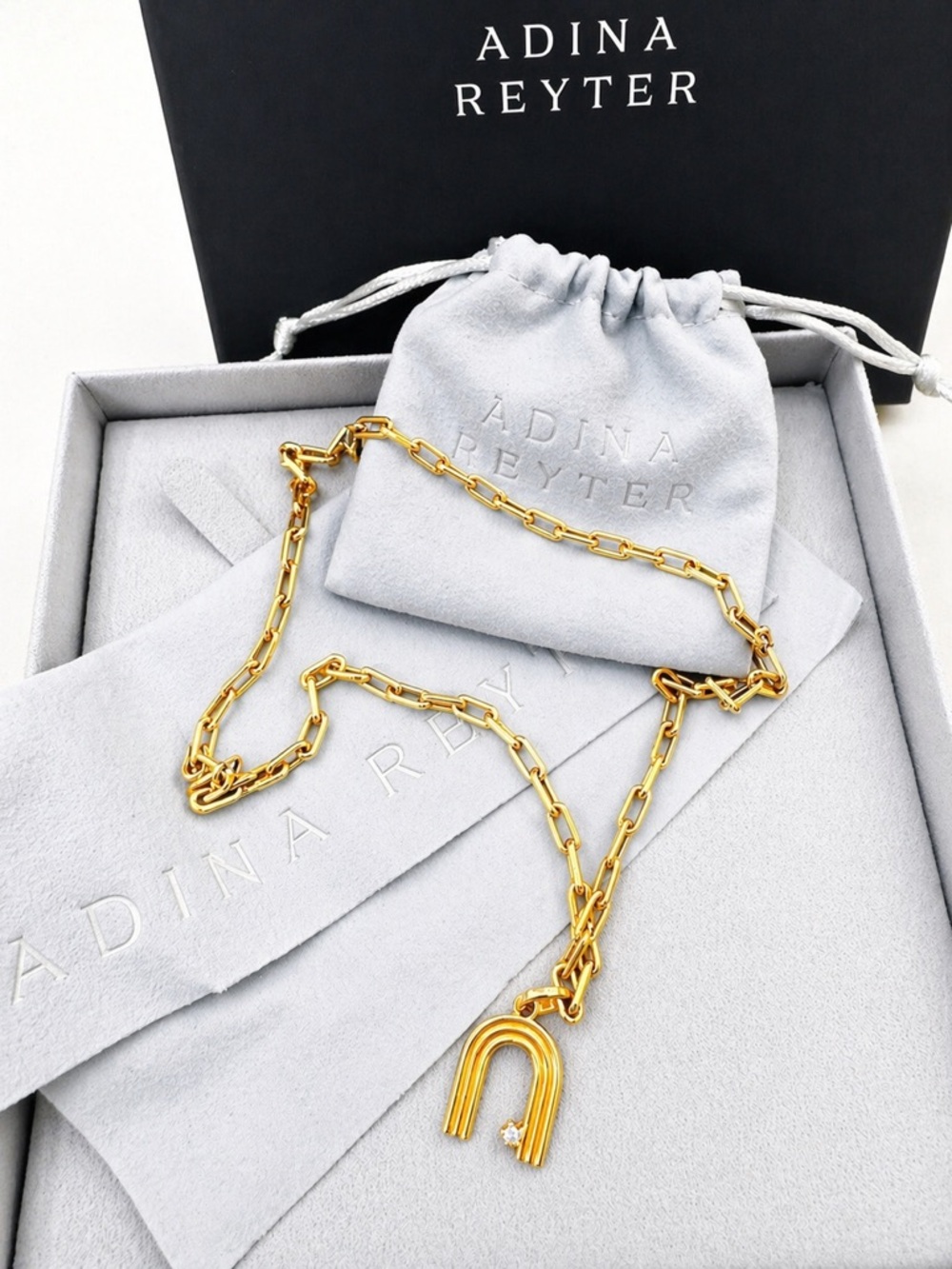 Adina Reyter Gold U-Arch Pendant Link Necklace